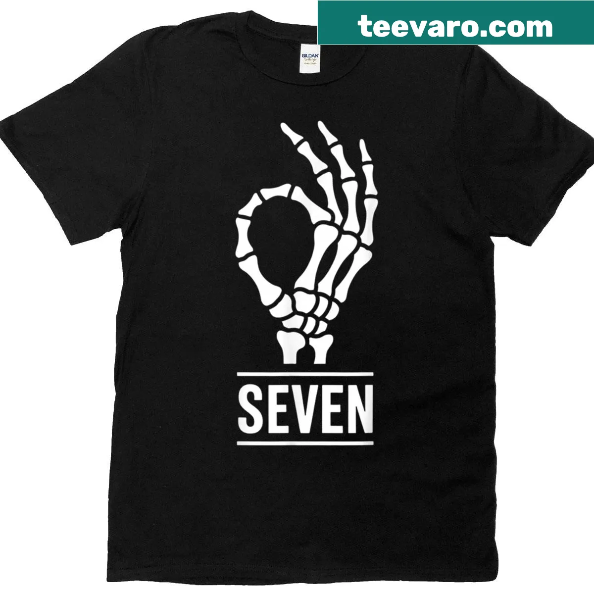Matching skeleton graphic T-shirts for couples at Halloween — on a men's t-shirt