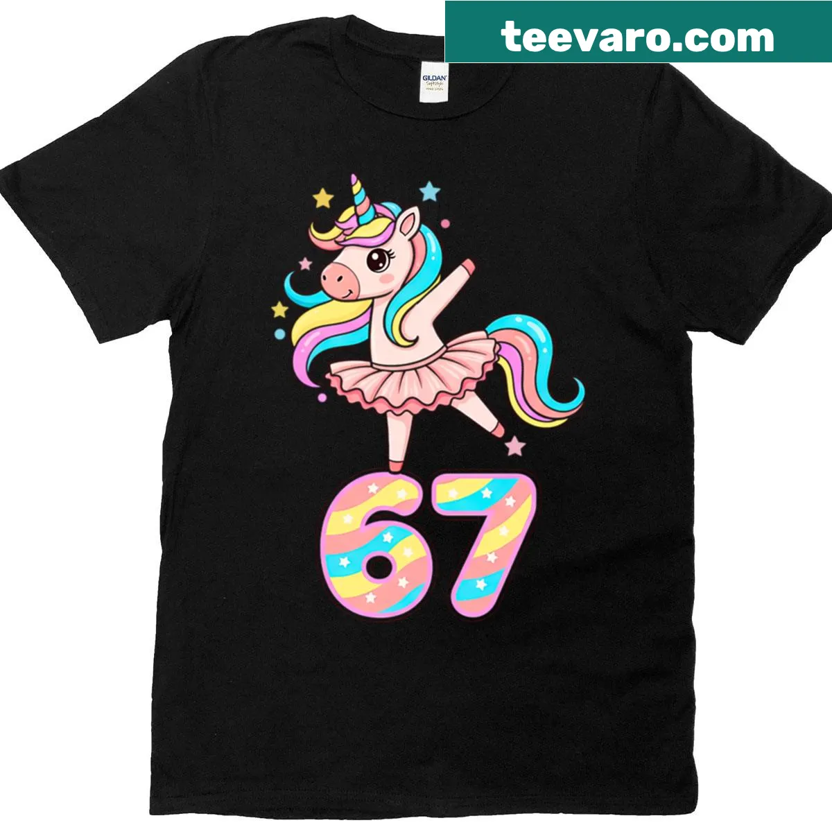 Funny T-shirt for girls featuring a ballerina unicorn design — on a men's t-shirt