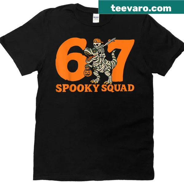 Funny Halloween skeleton t-shirt with numbers 6 and 7