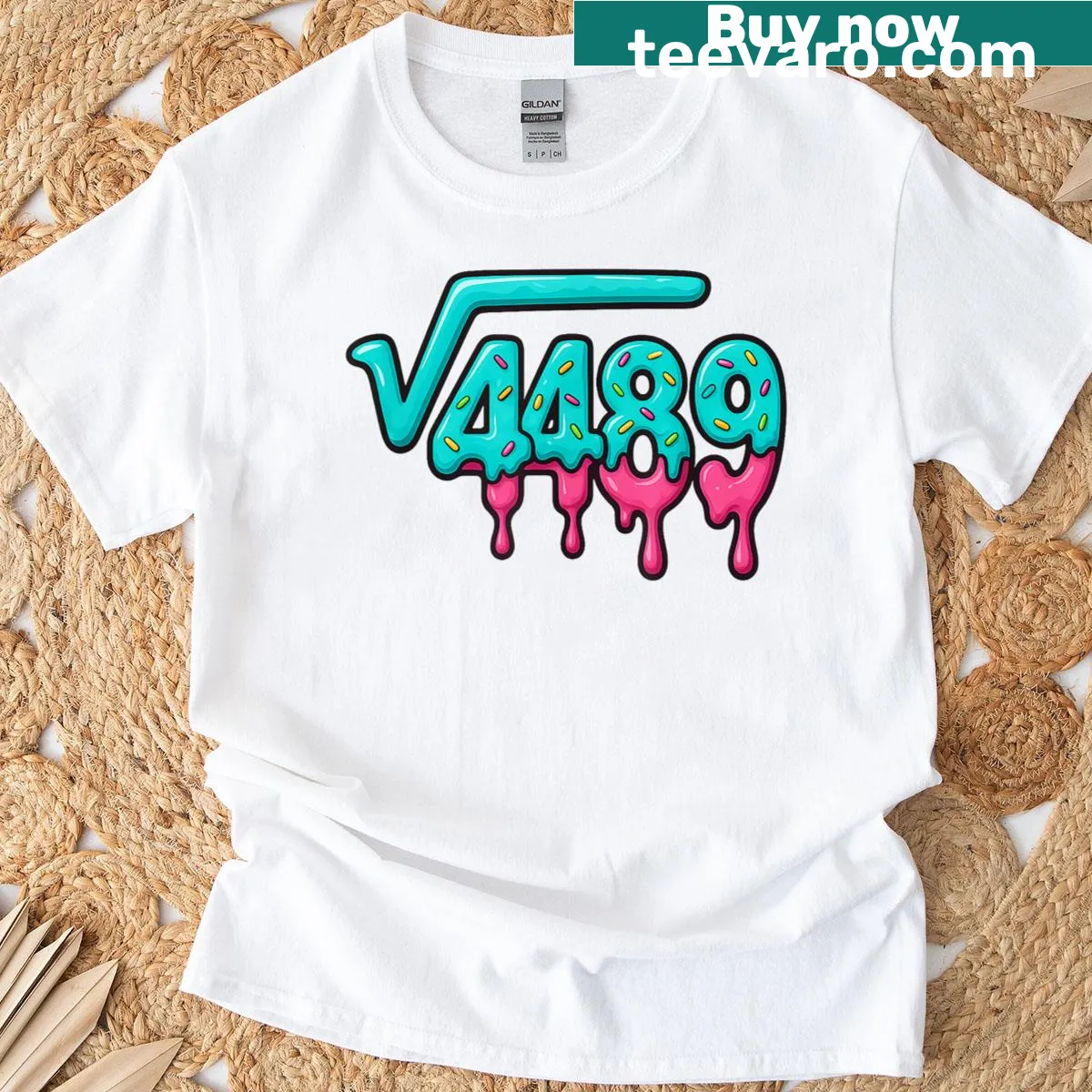 Funny ice cream drip math teacher T-shirt — on a men's t-shirt