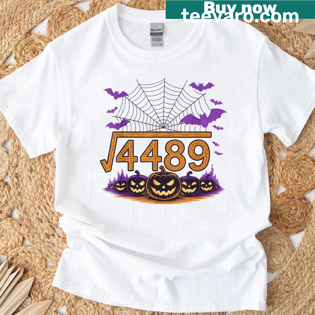 Halloween costume T-shirt with square root and slang math graphic. — on a men's t-shirt