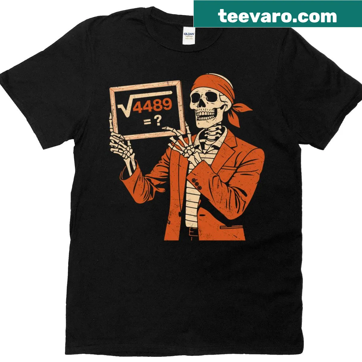 Funny teacher Halloween skeleton graphic T-shirt — on a men's t-shirt