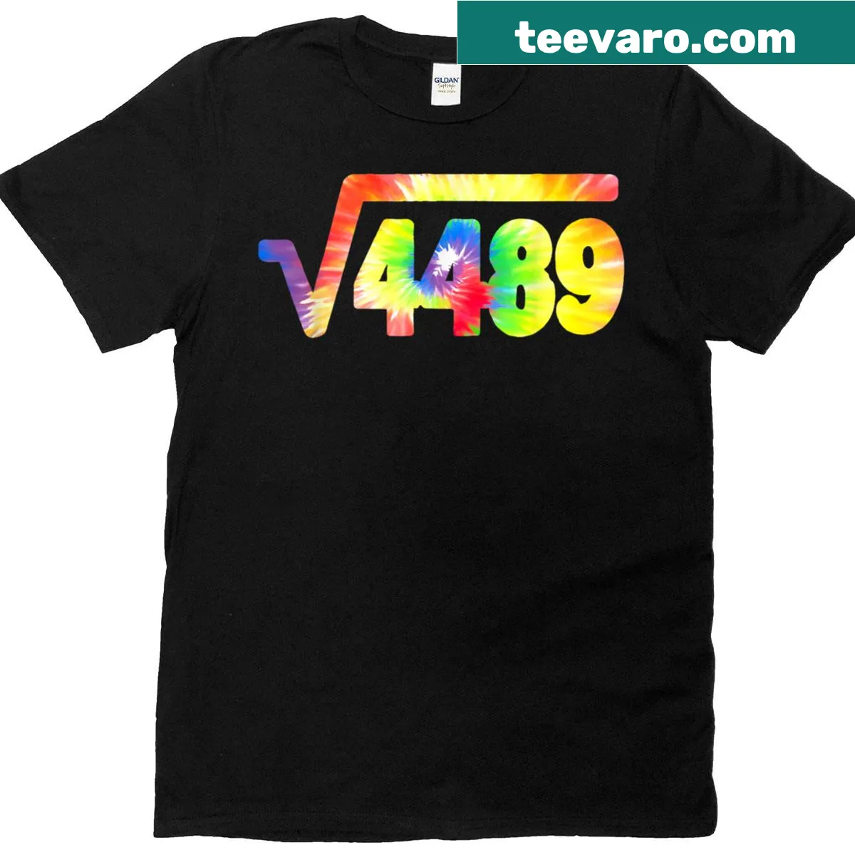 Tie dye math teacher t-shirt featuring square root and meme design — on a men's t-shirt