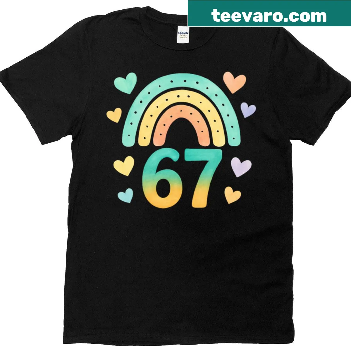 Cute watercolor rainbow meme graphic on a t-shirt — on a men's t-shirt