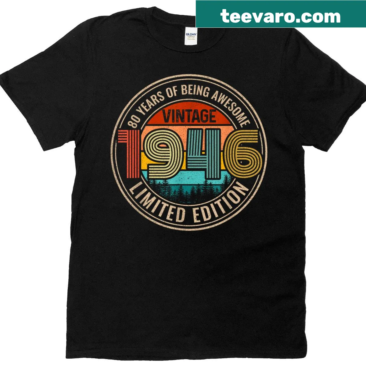 T-shirt celebrating 80 years of being awesome since 1946 — on a men's t-shirt
