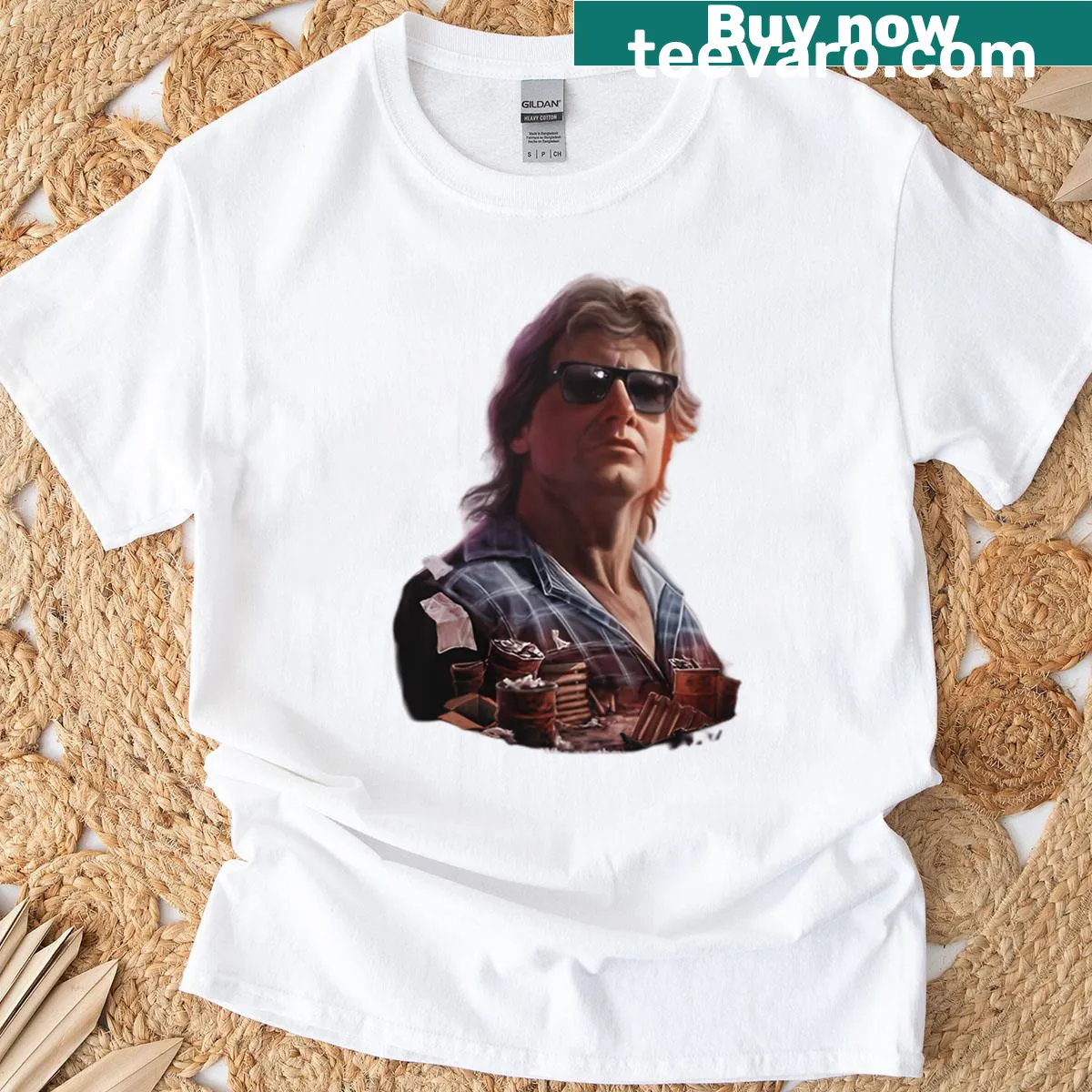 Vintage monster graphic T-shirt for Halloween and horror film fans. — on a men's t-shirt