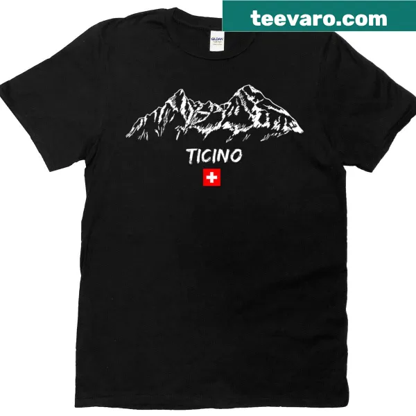 Illustrated panorama of the Alps on a T-shirt for ski lovers