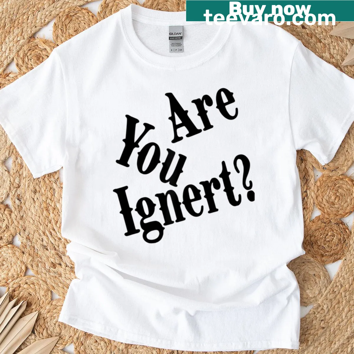 Oversized T-shirt with a funny phrase Are You Ignert in bold typography — on a men's t-shirt