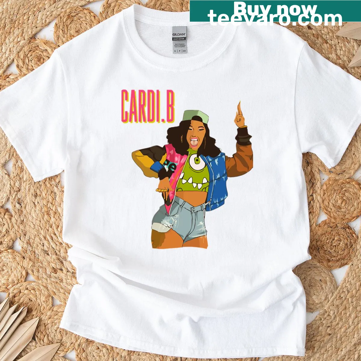 T-shirt featuring a graphic of Cardi B — on a men's t-shirt