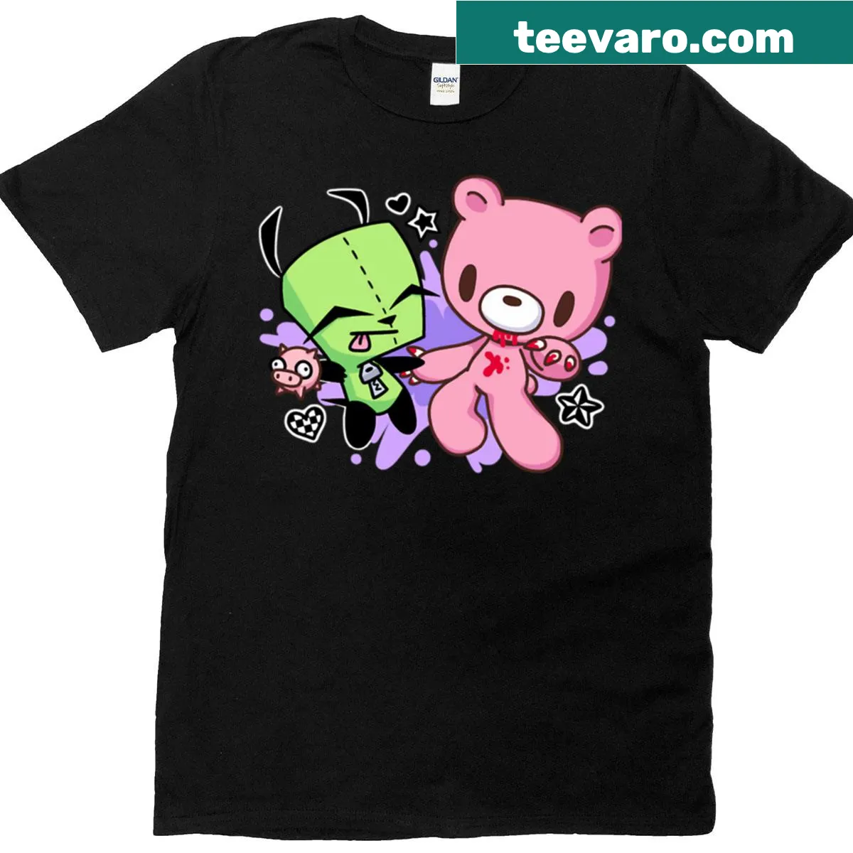 Cartoon Invader Zim graphic T-shirt design — on a men's t-shirt