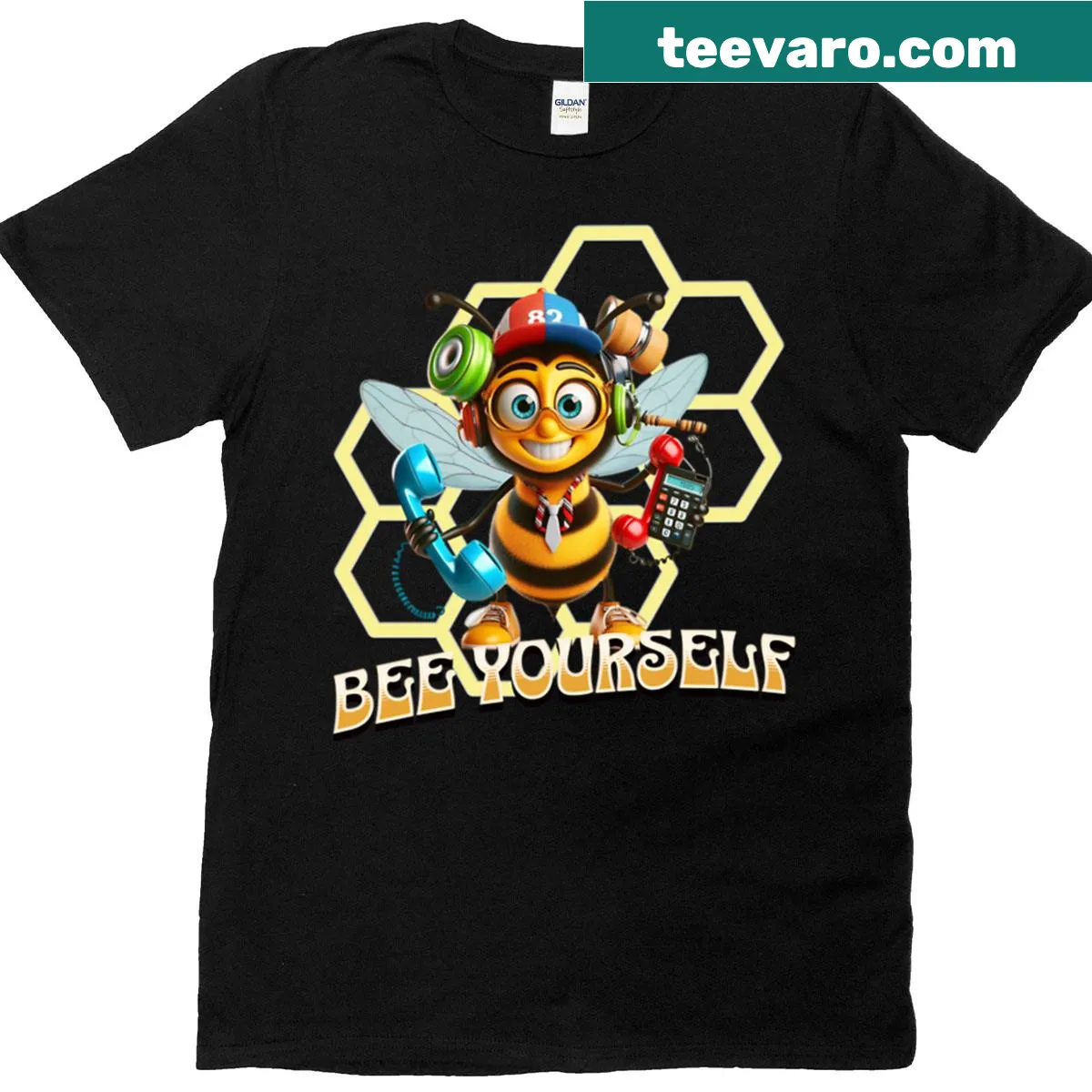 Playful t-shirt with the phrase Bee Yourself promoting individuality — on a men's t-shirt