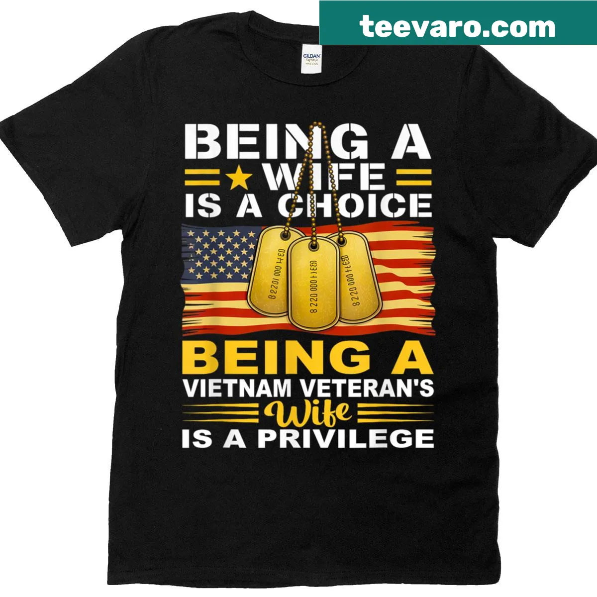 Typography t-shirt honoring veteran wives with heartfelt statement — on a men's t-shirt