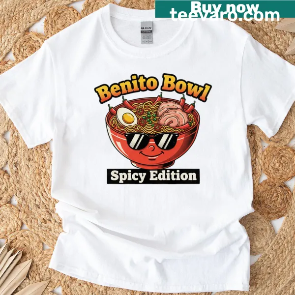 Funny oversized t-shirt with spicy ramen cartoon graphic