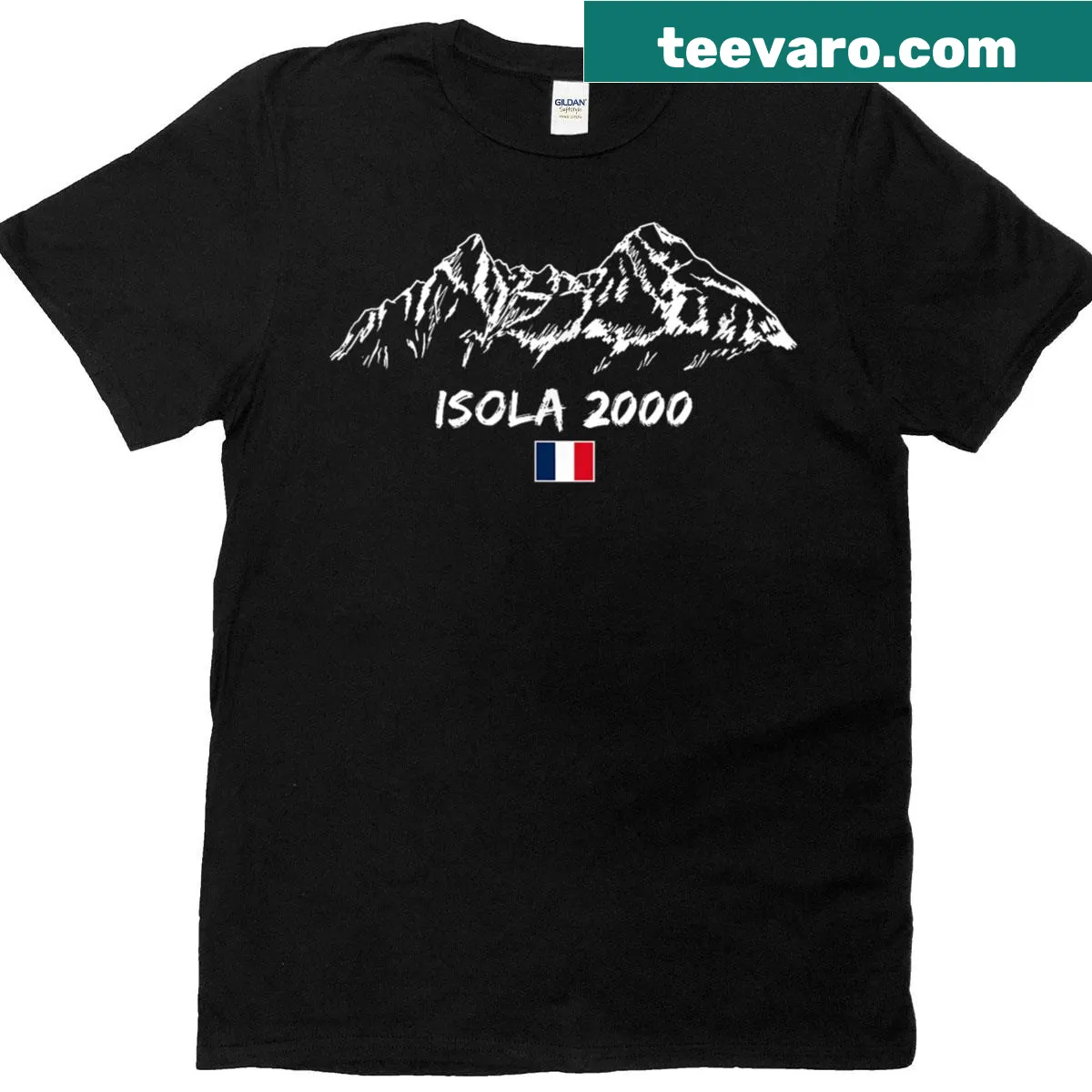 Mountain panorama graphic on a T-shirt for ski holidays — on a men's t-shirt