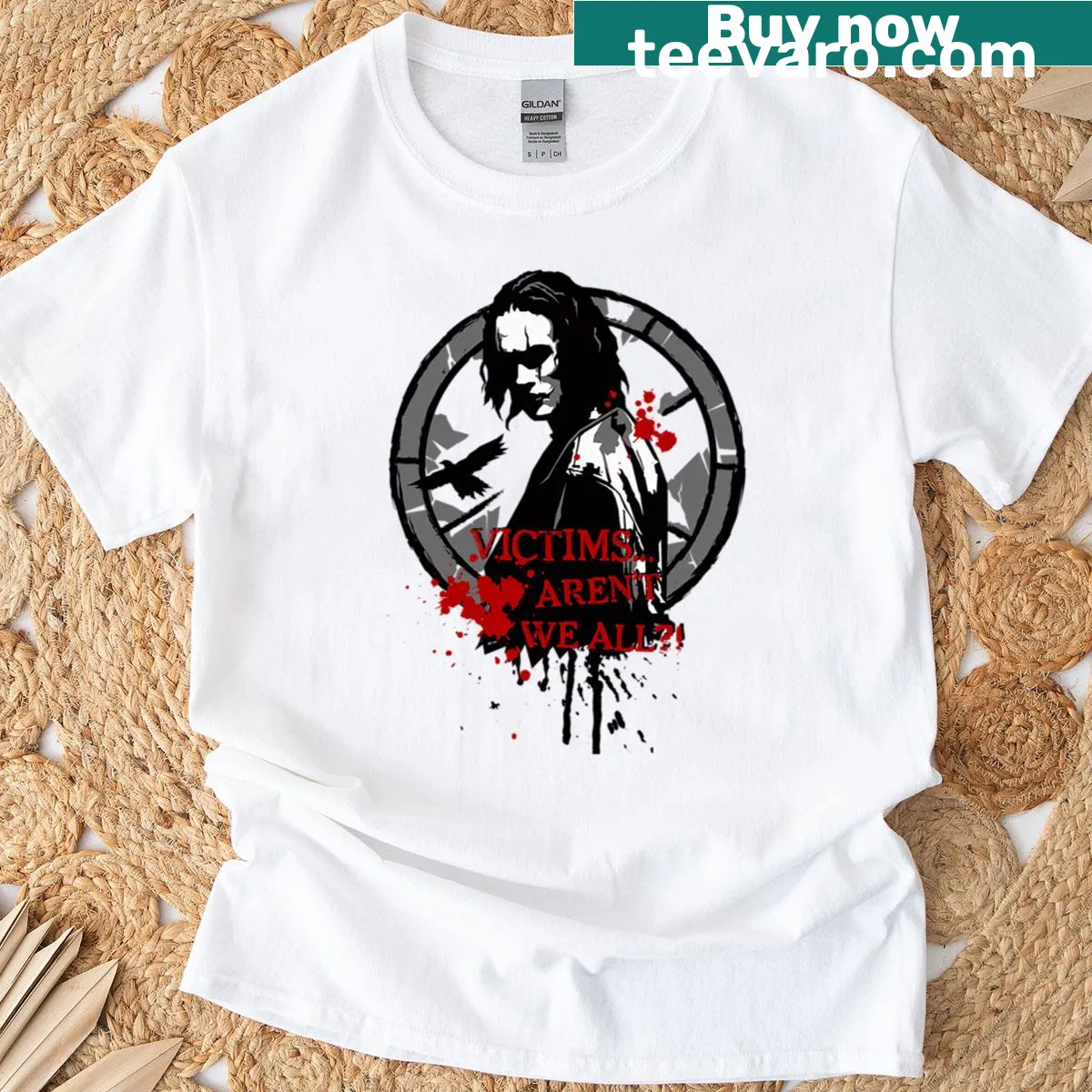 Funny vintage horror movie t-shirt with a gothic theme — on a men's t-shirt