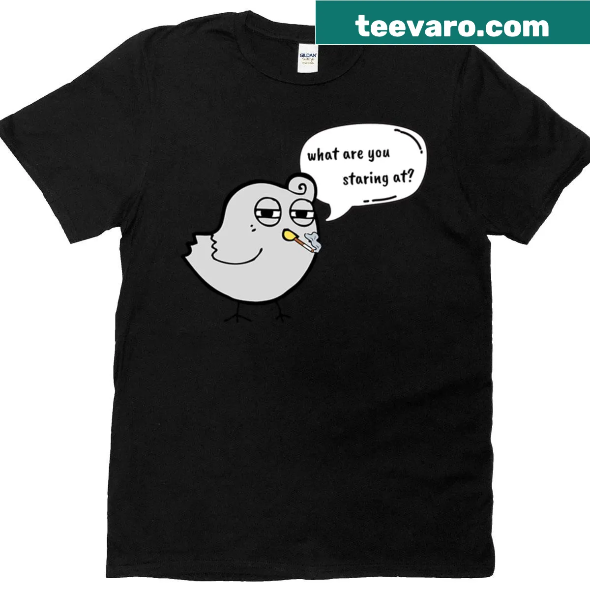 Oversized T-shirt featuring a sarcastic bird graphic and text — on a men's t-shirt