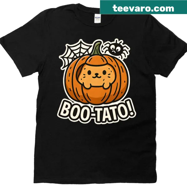 Cute pumpkin potato graphic on a Halloween T-shirt