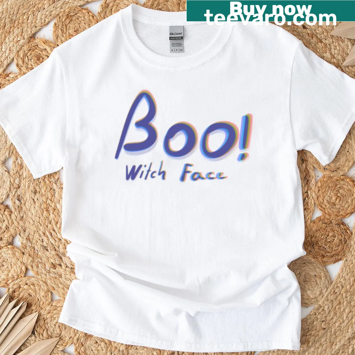 Halloween-themed t-shirt with 'Boo You' text design — on a men's t-shirt