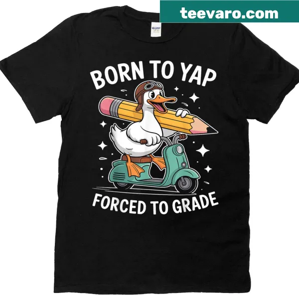 Funny teacher t-shirt with goose, duck, and grading theme
