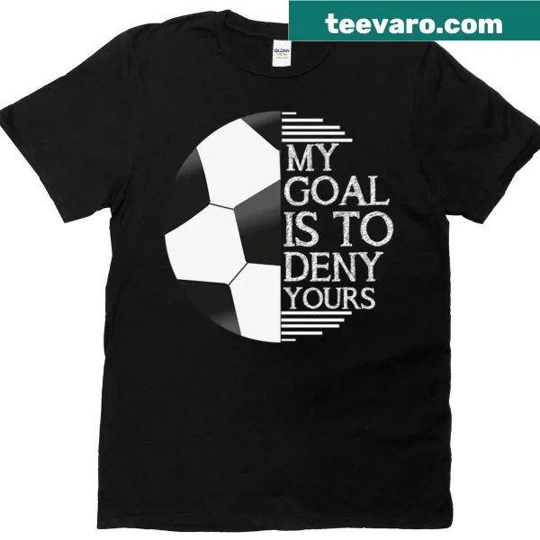 Oversized youth soccer t-shirt with funny goal-denying phrase