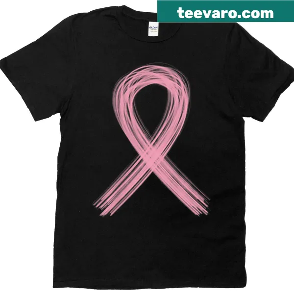 Illustrated painted ribbon graphic for breast cancer awareness t-shirt