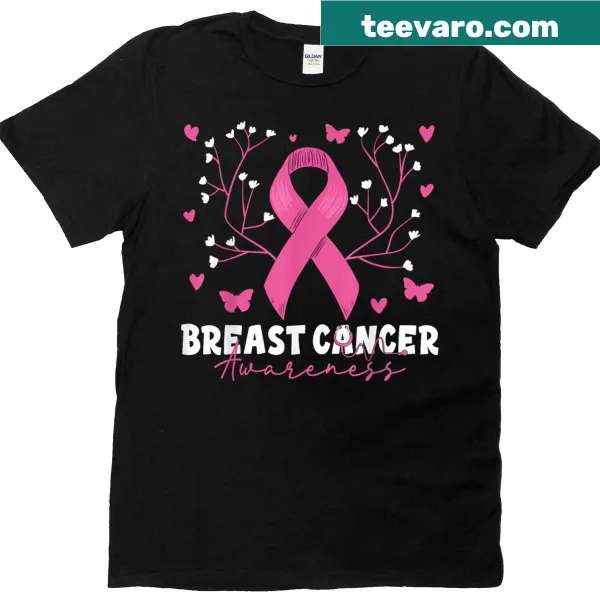 Nurse T-shirt featuring a pink stethoscope and breast cancer awareness message