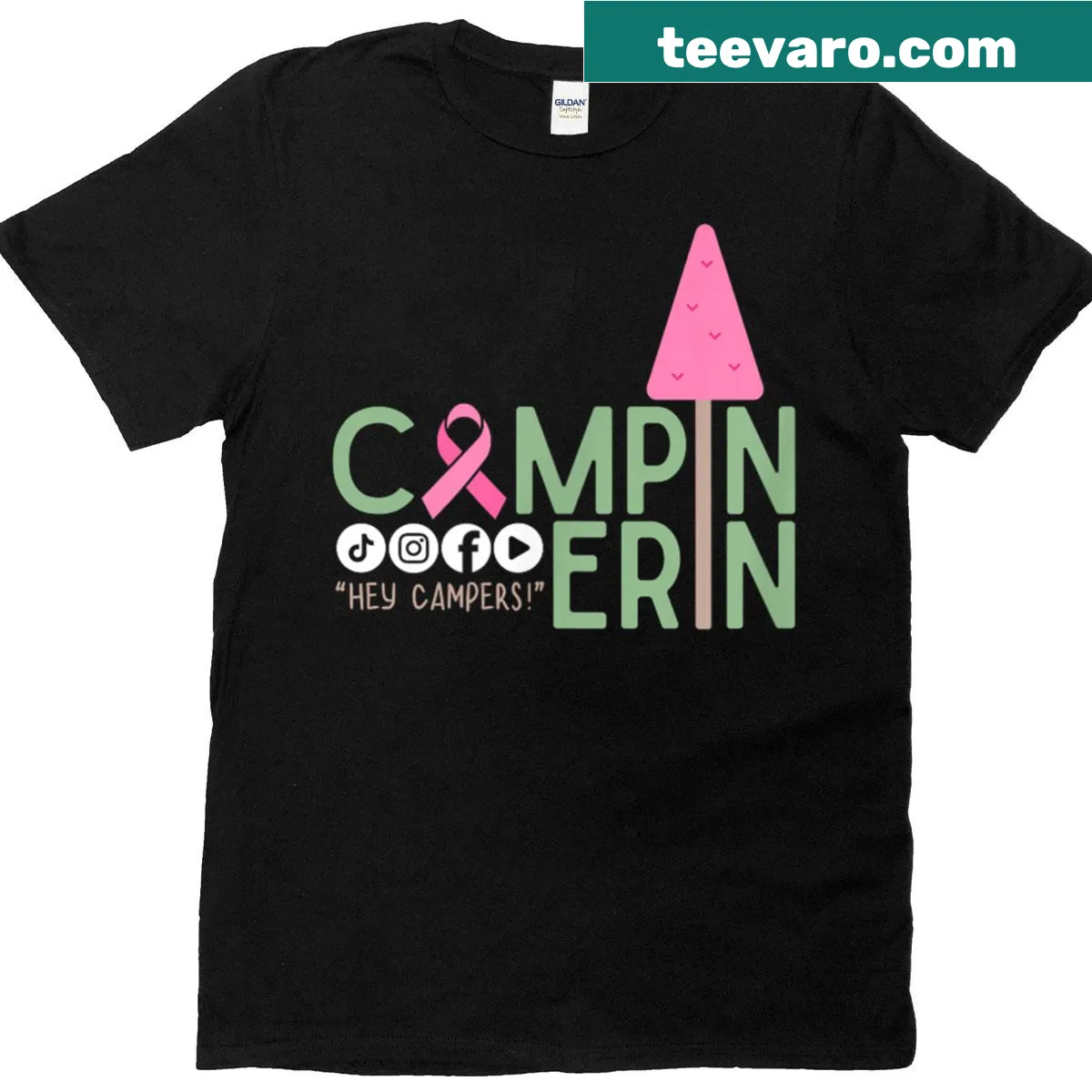 Breast cancer awareness t-shirt with 'Wear Pink' message — on a men's t-shirt