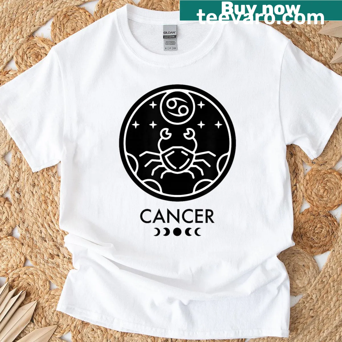 T-shirt featuring the Cancer zodiac sign — on a men's t-shirt