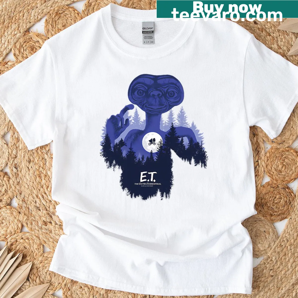 Vintage T-shirt featuring a cute retro alien design — on a men's t-shirt