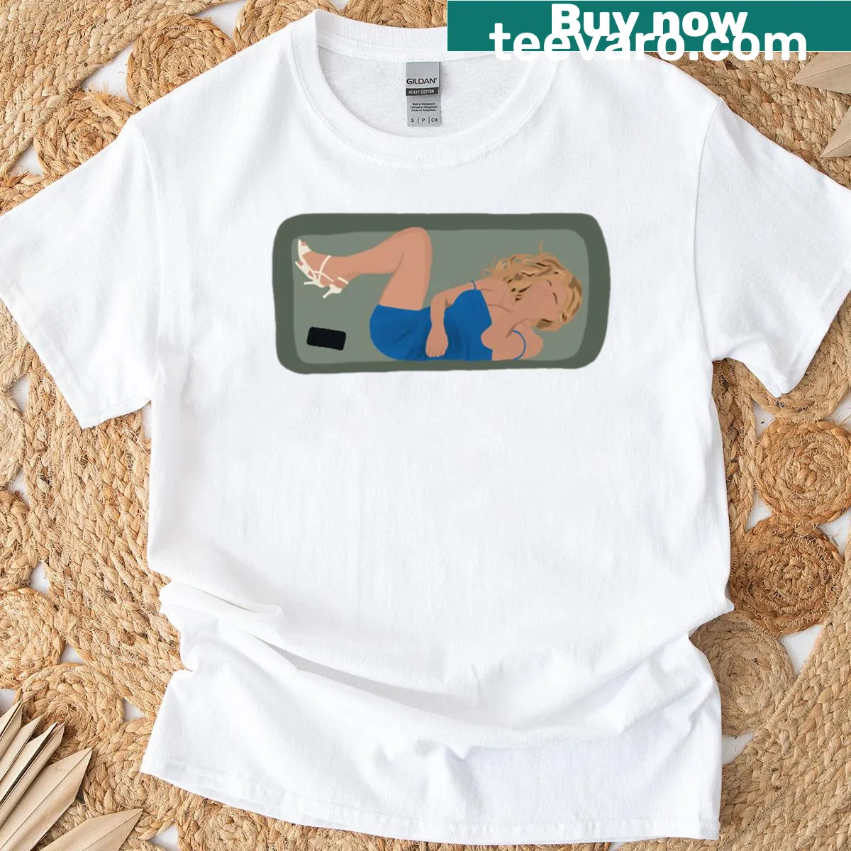 Illustration of Cassie in a bathtub on a casual T-shirt. — on a men's t-shirt