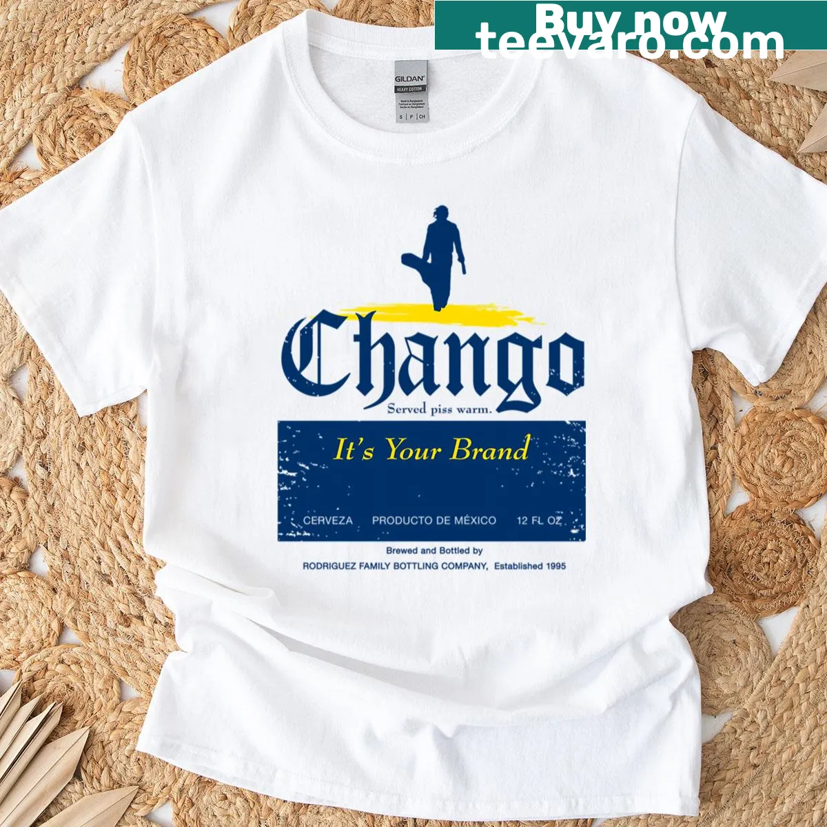 Chango Beer graphic on a casual t-shirt for beer lovers — on a men's t-shirt