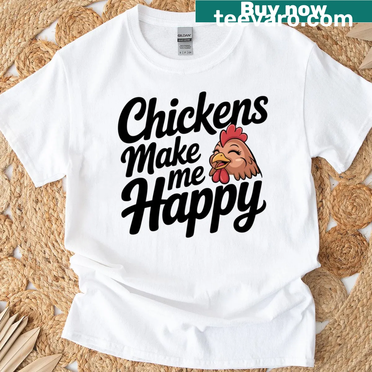 T-shirt celebrating the joy of chickens with a playful design — on a men's t-shirt