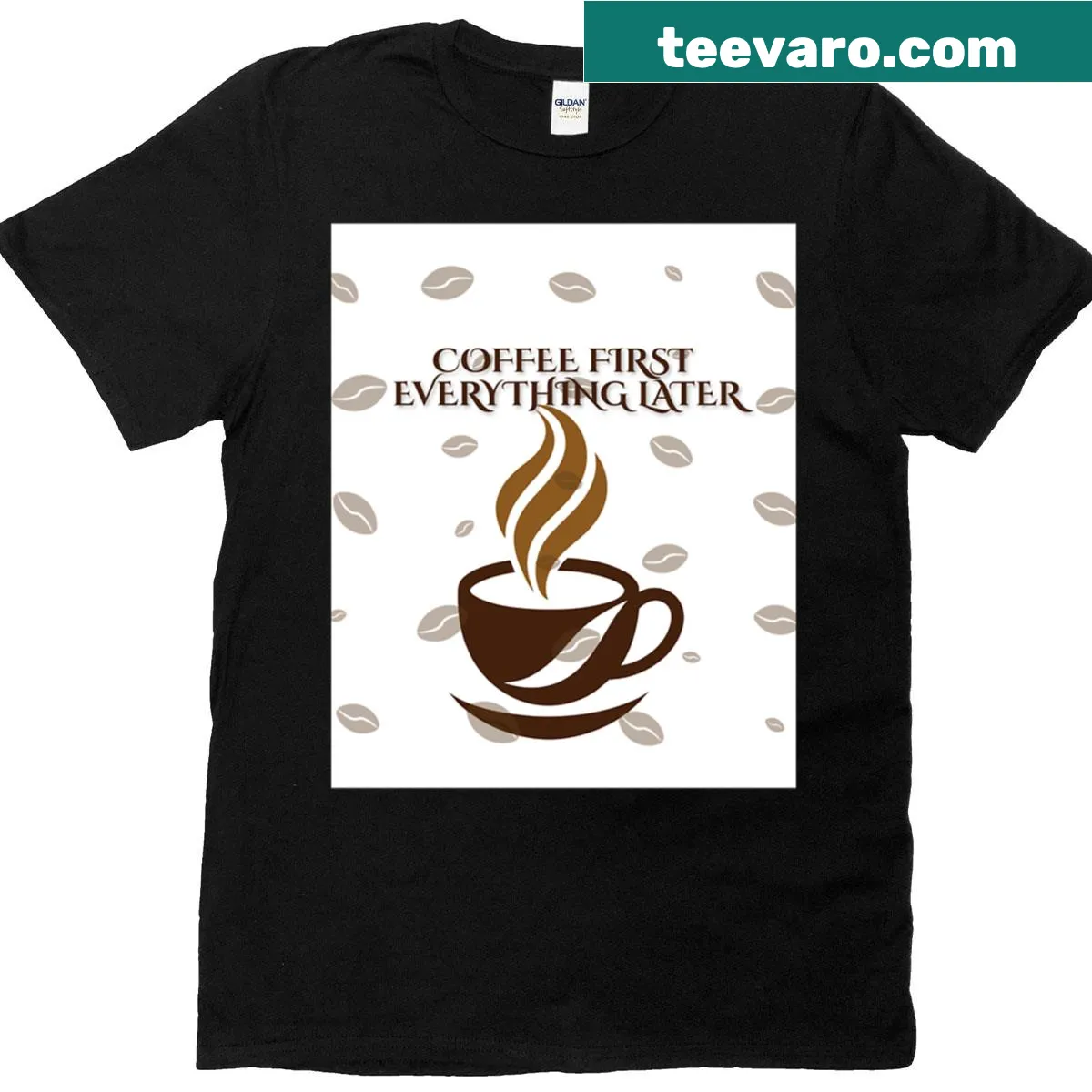 Typography graphic T-shirt with coffee phrase — on a men's t-shirt