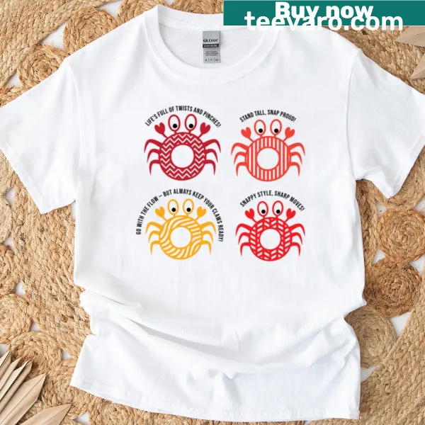 T-shirt featuring a playful crab crew cartoon design