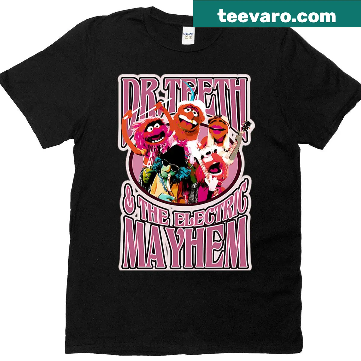 Vintage cartoon puppet theater graphic on T-shirt — on a men's t-shirt