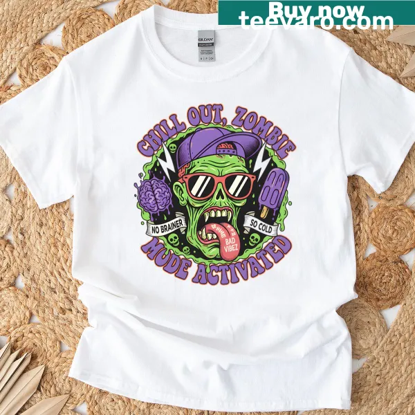 Zombie t-shirt featuring a laid-back character in chill mode
