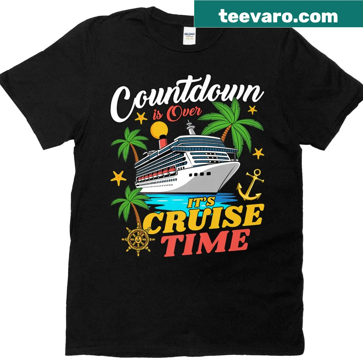 Travel-themed cruise vacation graphic on a T-shirt — on a men's t-shirt
