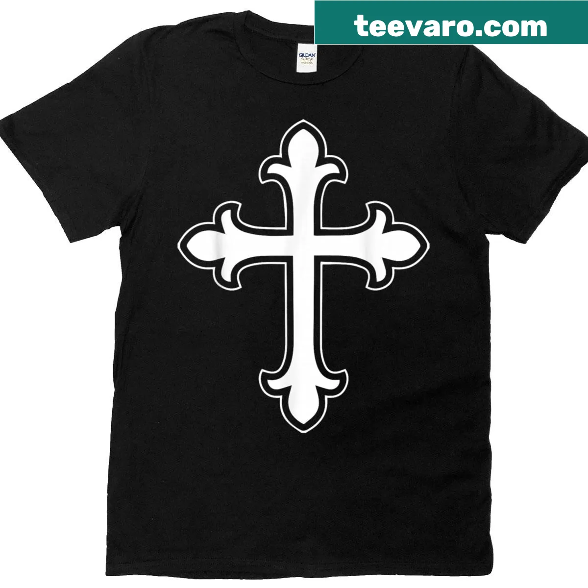 T-shirt with bold text design proclaiming faith in Jesus. — on a men's t-shirt