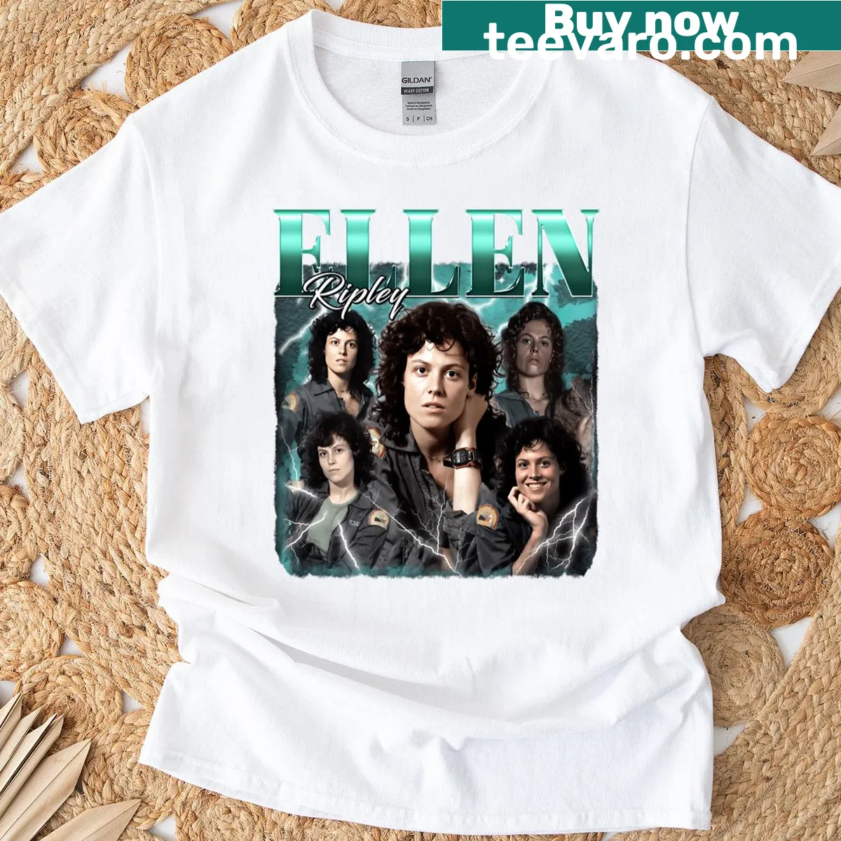 Illustration of Ellen Ripley from the Alien franchise on a t-shirt — on a men's t-shirt