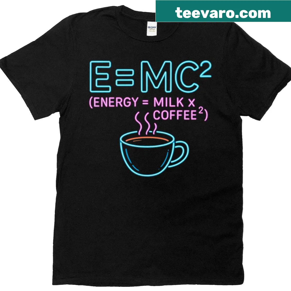 Funny science-themed coffee graphic on a t-shirt — on a men's t-shirt