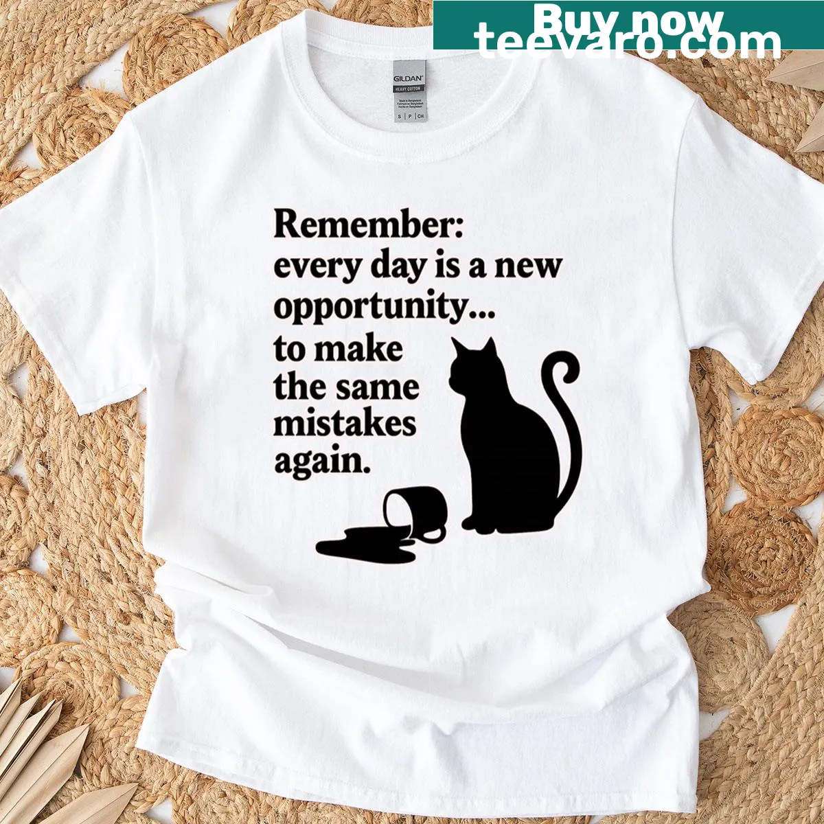 Sarcastic cat quote t-shirt with 'Every Day Is A New Opportunity' — on a men's t-shirt