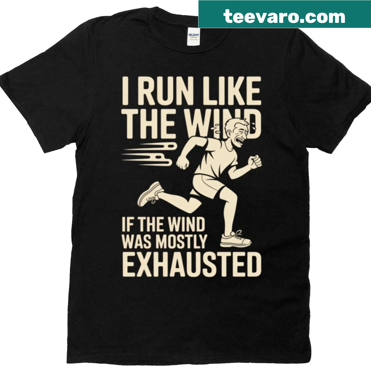 Illustration of a wind runner symbolizing slow and steady progress — on a men's t-shirt