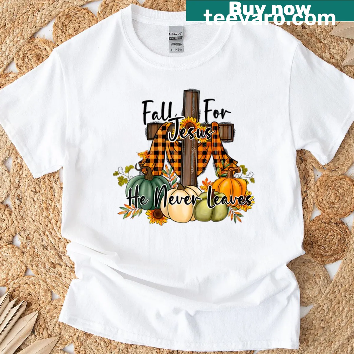 Oversized funny Christian Thanksgiving t-shirt with a humorous message — on a men's t-shirt