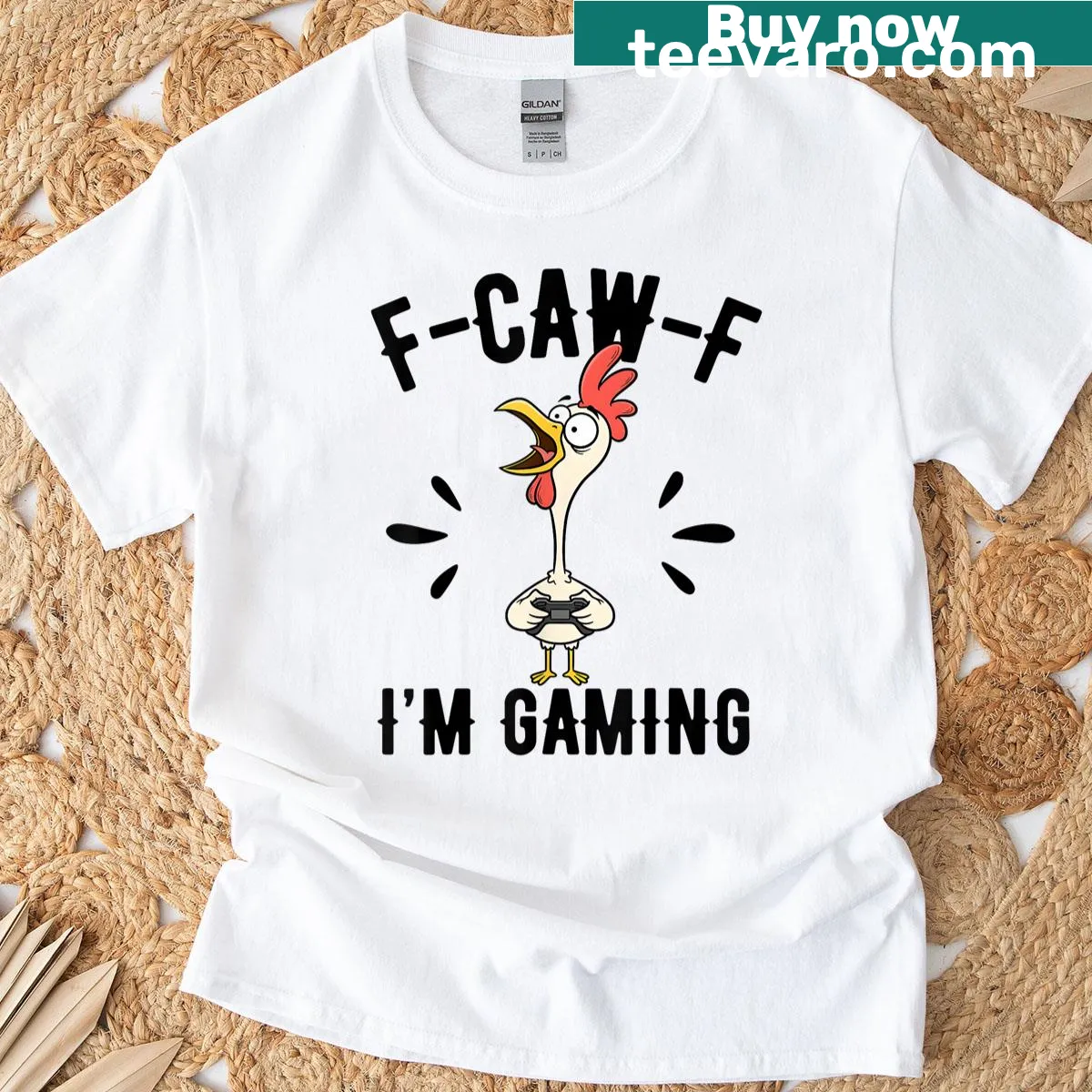 Funny rooster design t-shirt for gamers — on a men's t-shirt