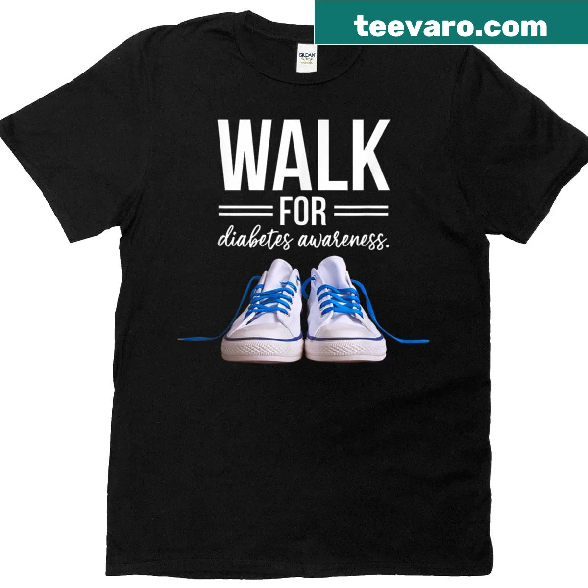 Awareness ribbon with inspirational text for diabetes support — on a men's t-shirt