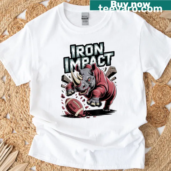 Bold T-shirt featuring a rhino football player design