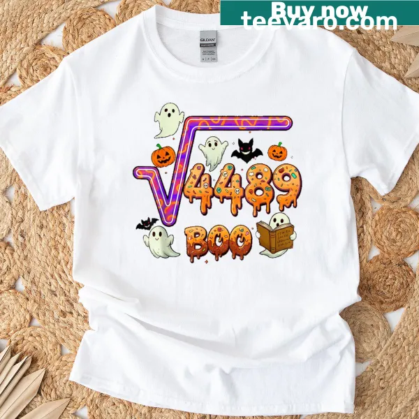 Humorous shirt for math teachers featuring 4489 and Halloween themes