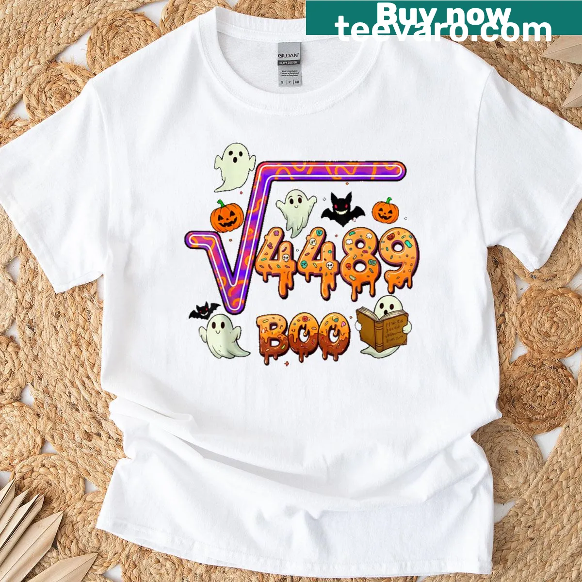 Humorous shirt for math teachers featuring 4489 and Halloween themes — on a men's t-shirt