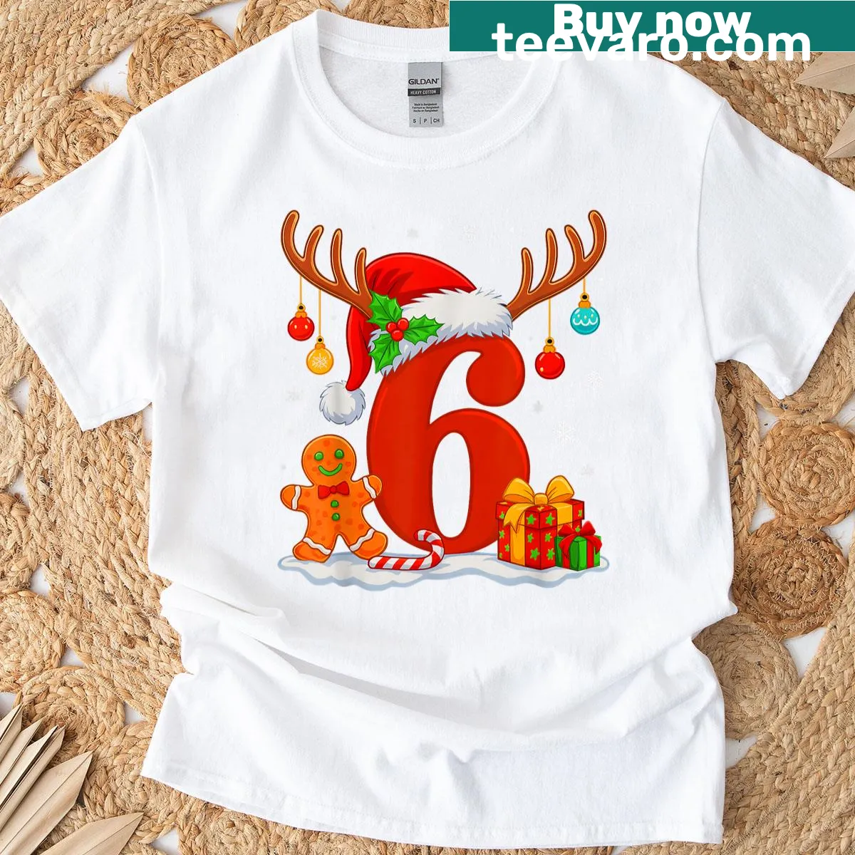 Funny meme-inspired Christmas shirt for couples with number 67 — on a men's t-shirt