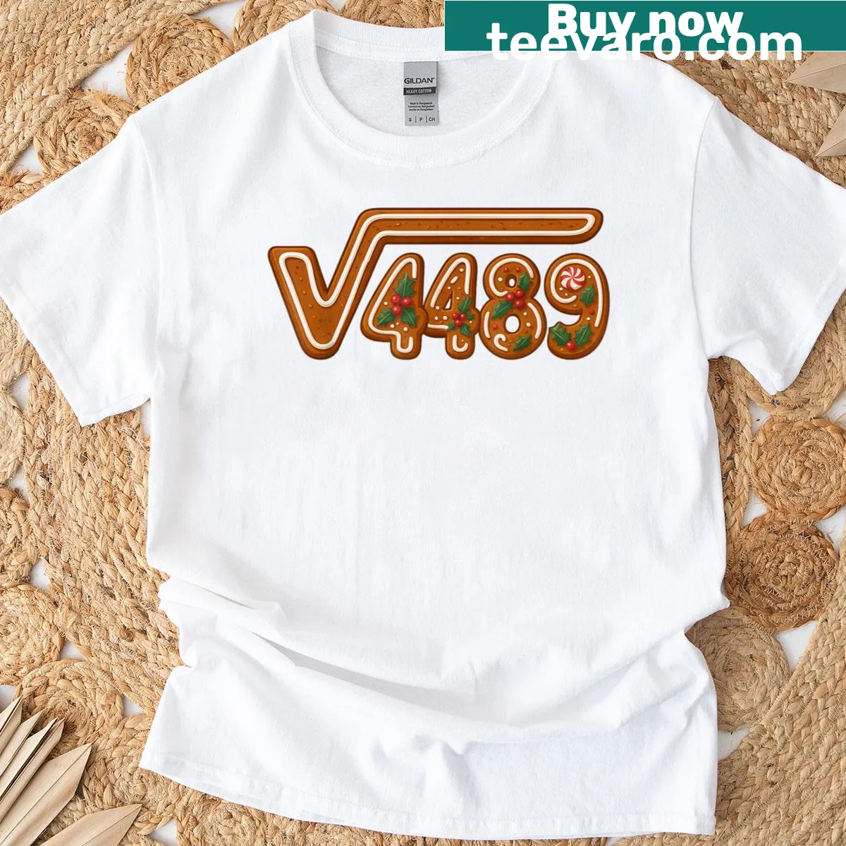 Gingerbread cookie T-shirt with humorous math graphics — on a men's t-shirt